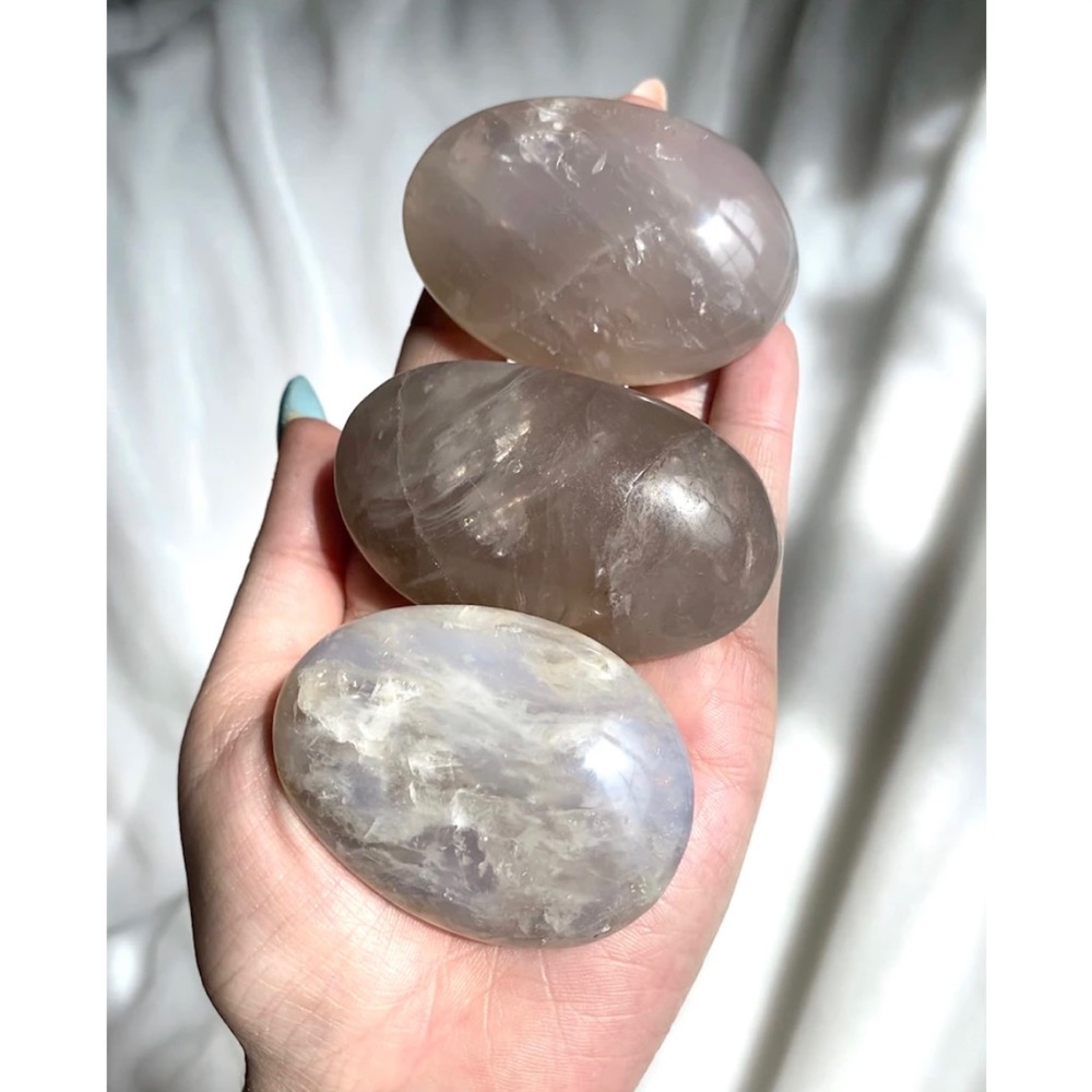 Blue Rose Quartz palm stones
